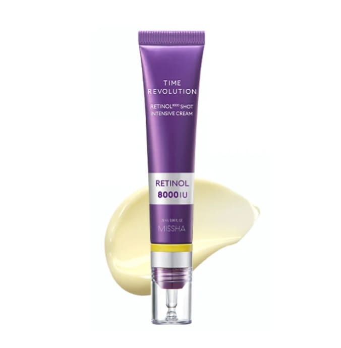 MISSHA Time Revolution Retinol 8000 Shot Intensive Cream 25ml – High-Potency Anti-Aging Night Cream with Encapsulated Retinol & Probiotics