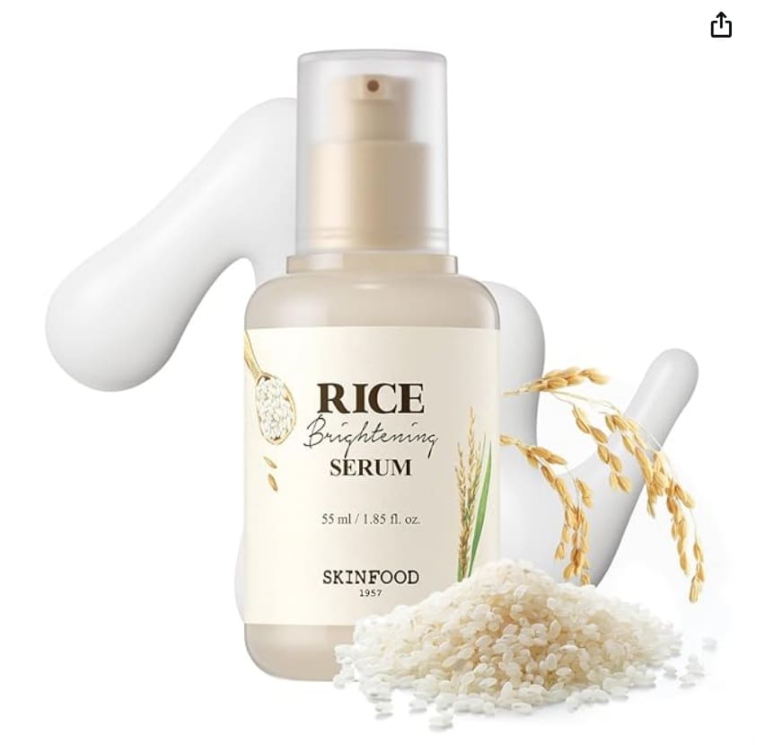 SKINFOOD Rice Daily Serum, Korean Skincare Facial Essence for Glow Glass Skin, Fermented Natural Rice Water Milk for Face, Pore Minimizing, Deep Hydrating, Dark Spot Correcting, 55ml/1.86fl.oz.